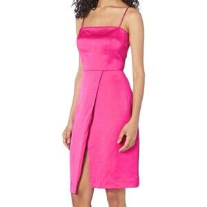 J. Crew 365 Foldover Satin-Back Crepe Dress 16 Pink Strappy Feminine V-Day Party